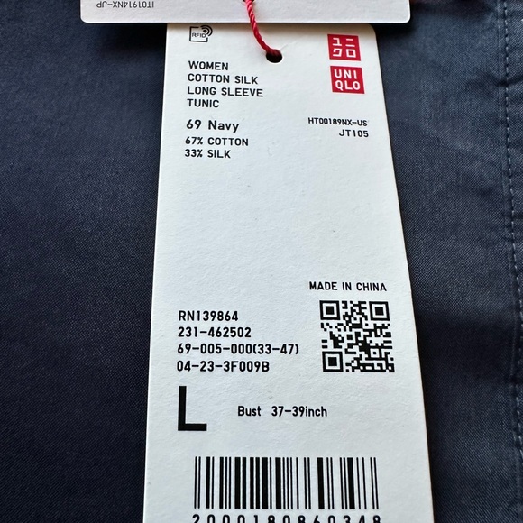 Ines de la Fressange x Uniqlo Navy Blue long tunic blouse, women’s Large - Picture 4 of 10